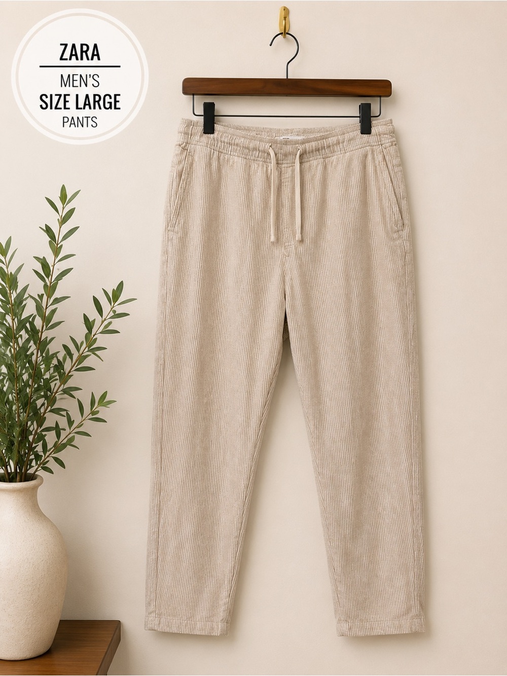 Zara Men's Corduroy Pants in Beige